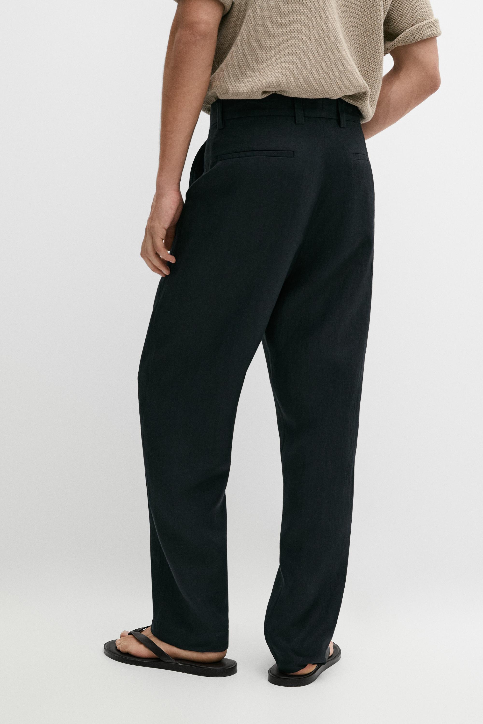 Straight-leg linen pants